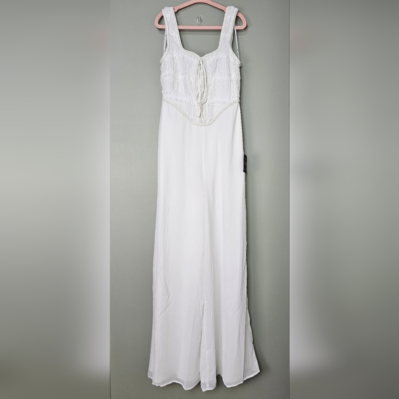 Lulus Majorly Iconic White Swiss Dot Ruffled Lace-up Sleeveless Braided Jumpsuit - Picture 11 of 15